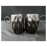 2 Vintage Wood Cup Mugs Rustic