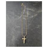 Goldtone necklace cross pendant Carita