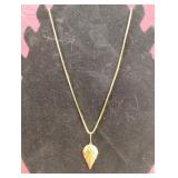 Gold sparkly colored leaf charm 1" necklace 12"