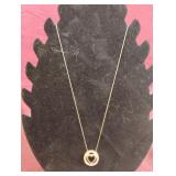 Gold heart and cz stones charmed necklace 8.5"