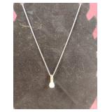 Cz stone 3/4" and silver necklace 8.5"