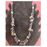Black and purple beaded necklace 9"