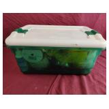 Craft supplies in a small tub