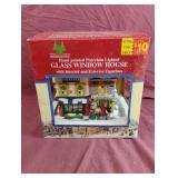 Hand-painted porcelain lighted glass window house