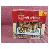 Hand-painted porcelain lighted glass window house