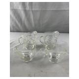 Four Cut Glass Cups - 2 Creamer 2 Tea