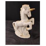 Vintage white and gold unicorn figurine 7.5" tall