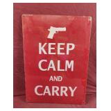 Keep calm and carry metal sign 12 x 17