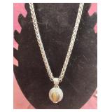 Tigers eye charmed 1.5" silver colored necklace