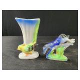 Vtg bird vase has small crack see pic and horse
