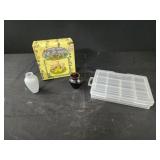 Bunny mini tea set, 2" purple brown glass, bud
