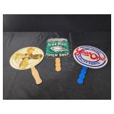 Vintage hand held fans, year one car parts, tube