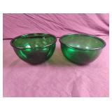 Anchor Hocking green serving glass bowls 6"
