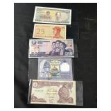 Lot of 5 International Bank Notes - Various