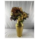 Bronze Colored Vase + Flower Arrangement