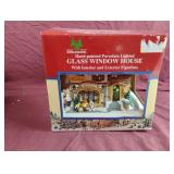Hand-painted porcelain lighted glass window house