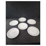 6 vintage Hazel Atlas "Crinoline"  "Ripple" milk