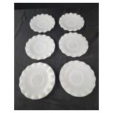 6 Hazel Atlas Crinoline or Ripple saucers milk