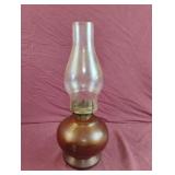 Vintage amber colored oil lamp