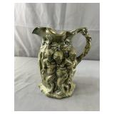 Mythology Green Glazed Jug Pitcher