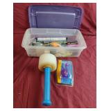 Tape roller, book light, screws and more in a