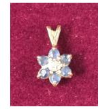 Sapphire and Diamond set in 10k white gold pendant