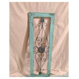 Hand painted wood and metal wall decor 12 x 35