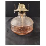 Vintage LAMPLIGHT FARMS Glass Oil Lamp & Brass
