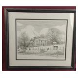 John Furches matted framed drawing. Farmhouse. 20