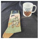Beardiful mug, army armadillo statement socks