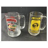 Two Glass Mugs - Loretta Mustangs & Fudruckers