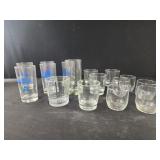 Pure water glasses, assorted drinking glasses