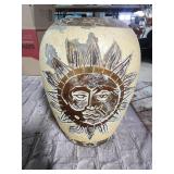 13" chippy paint sun vase