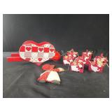 Red  heart wooden cart decoration,  little animal