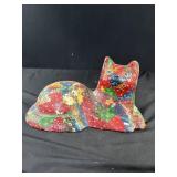 Patch work Style Stone Cat Statue
