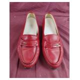 Leather red lady shoes size 9