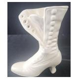 Vintage Victorian white porcelain boot 6"