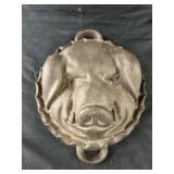 Cast Iron Pig Face Decor Piece