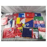 20 packaged flags, Peru,  Iran, Jordan, Uganda,