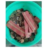 Tupperware bowl with pennies