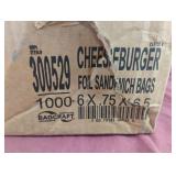 Cheeseburger foil sandwich bags 6 x .75 x 6.5.