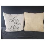 Two 14x14 pillows, love you more and yellow