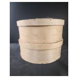 2 wooden hoop cheese boxes