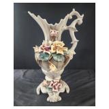 Beautiful CAPODIMONTE PINK and yellow ROSES