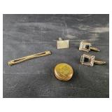 1989 Queen Elizabeth coin pendant, cufflinks
