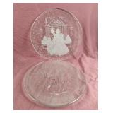 Christmas serving glass plates 12.5"