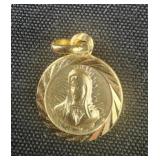 Tiny Goldtone Virgin Mary Pendant