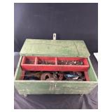 Vintage Wooden Green Toolbox Full of
