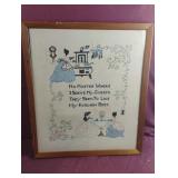 Cross stitched kitchen frames artwork 18.5 x 21.5