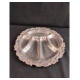 Vintage divided silver plated tray 12"